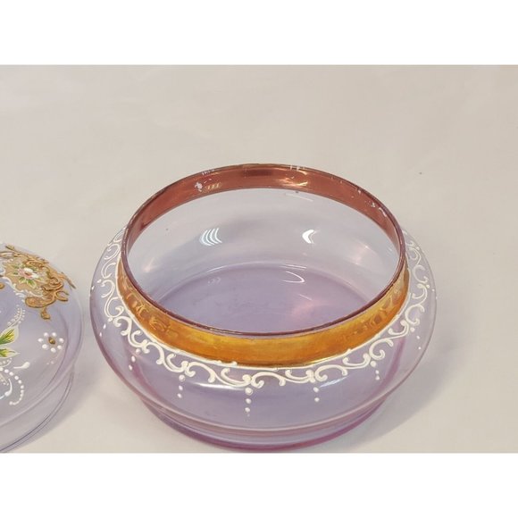 Italian Venetian Murano Art Glass Moriage Powder Candy Covered Jar Vintage - Picture 7 of 9